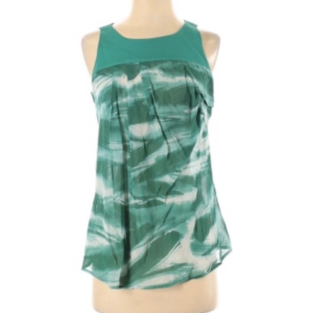 BCBGeneration Sleeveless Teal and White Boho Style Top NWT